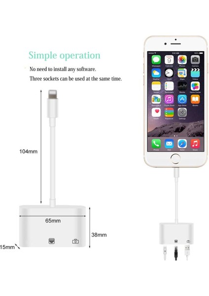 iPhone iPad Lightning Gigabit Ethernet Kamera Şarj Adaptörü NK107