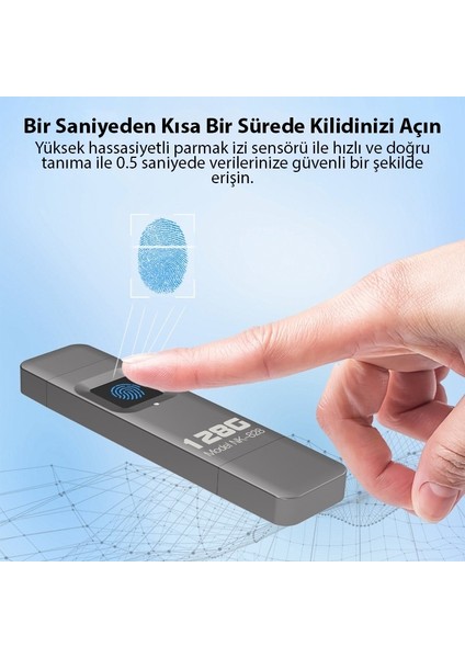 iPhone iPad USB 128GB Parmak Izi Korumalı Flash Bellek