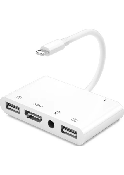 iPhone iPad Lightning Dijital Av HDMI 2xusb Mikrofon Şarj Adaptör