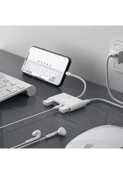 iPhone iPad Lightning Dijital Av HDMI 2xusb Mikrofon Şarj Adaptör