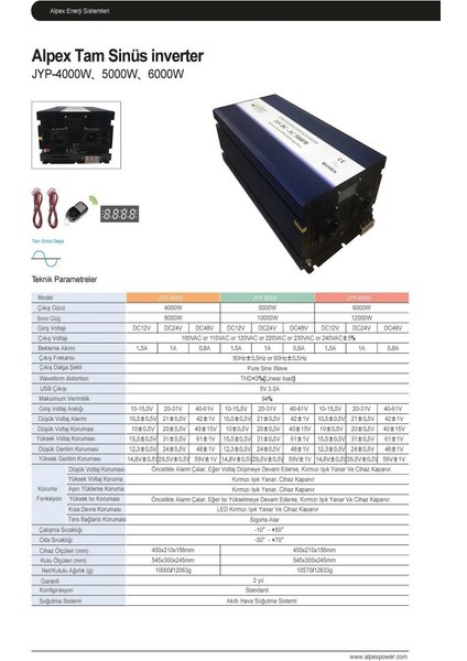 6000 Watt 24 Volt Dijital Ekranlı Tam Sinüs Inverter