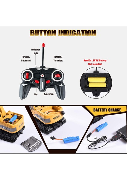 2.4ghz 1:24 Rc Ekskavatör Oyuncak (Yurt Dışından)