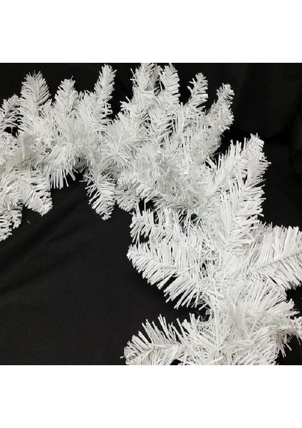 Beyaz Garland Beyaz Çam Dalı 2.40 cm Uzunluk 25 cm Çap Noel Garland Yılbaşı Süsleri White Garland