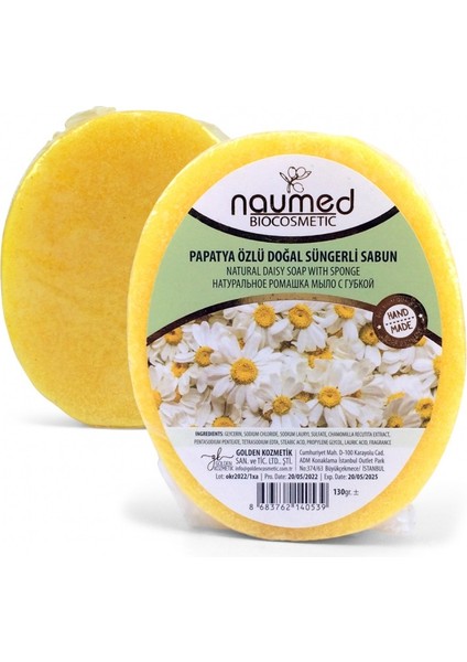 Papatya Özlü Doğal Süngerli Sabun 130GR