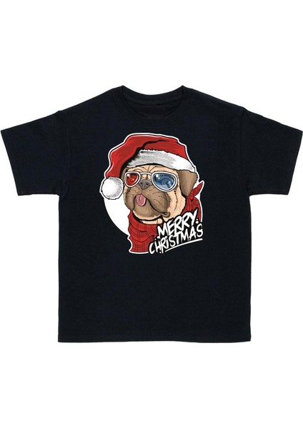 Merry Christmass Pug Dog Yılbaşı Çocuk Tişört New Year