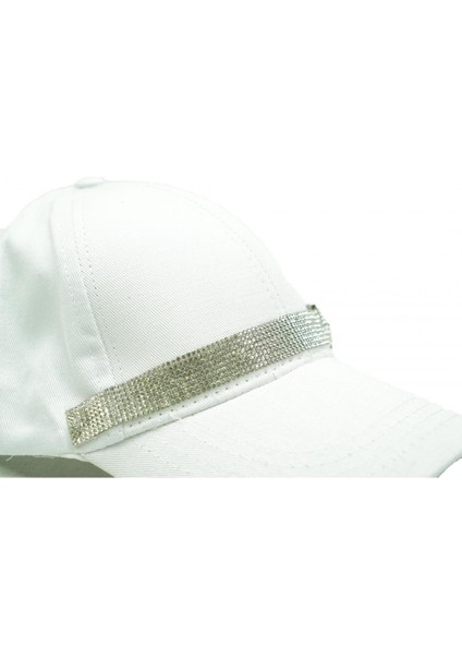 Beyaz Swarovski Taşlı Kemer Detaylı Güneş Şapkası modelleri