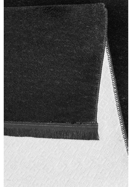 Comfort Puffy Düz Saçaklı Peluş Yıkanabilir Siyah Yolluk Y1002A fırsatları