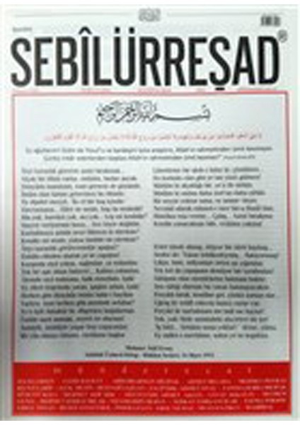 Sebilürreşad Dergisi Sayı: 1031 Ağustos 2018