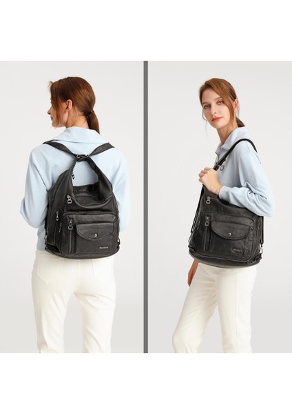 Yıkama Deri Hem Sırt Hem Omuz Kadın Çantası 21-K Barcelona 1580 fırsatları