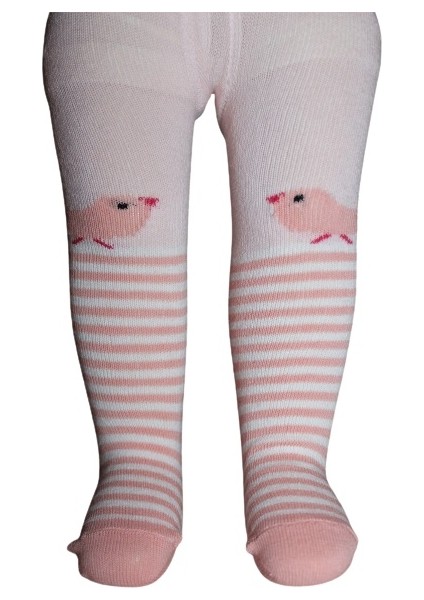 Desenli Külotlu Çorap 68312 Pembe Kuş