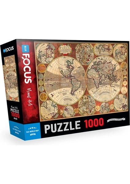 Blue Focus 1000 Parça Puzzle - Old World Map (Eski Dünya Haritası)