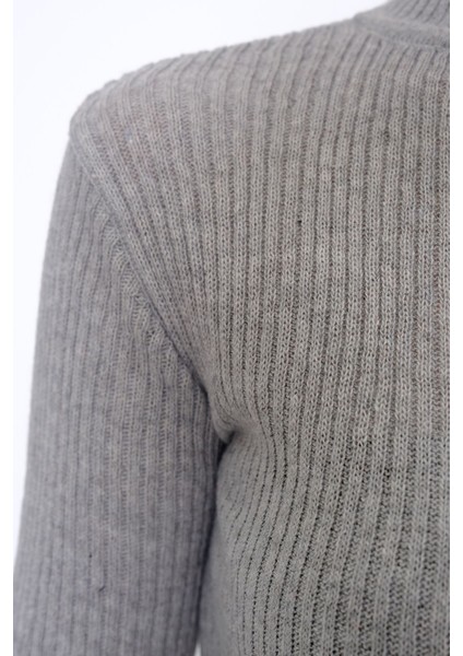 Kadın Yarım Balıkçı Crop Triko Gri Standart fiyatları