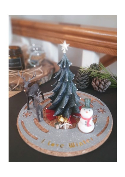 12 Parça Yılbaşı Dekoratif Set-Yılbaşı Ağaçlı ve Geyikli Mantar Sunumluklu Yılbaşı Hediyelik modelleri