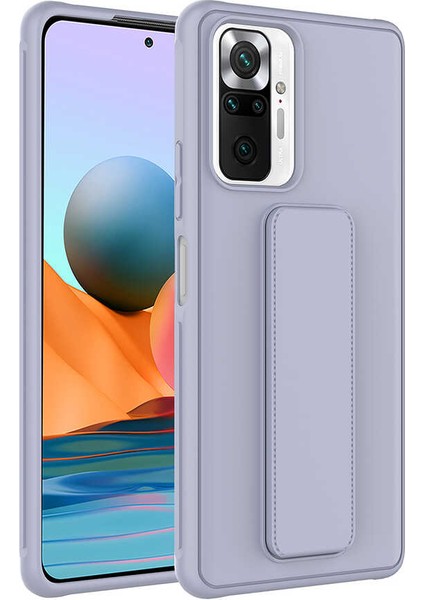 Xiaomi Redmi Note 10 Pro Kılıf Standlı Lansman Yumuşak Dokulu Renkli Esnek Silikon Kapak (Qstand) fiyatları