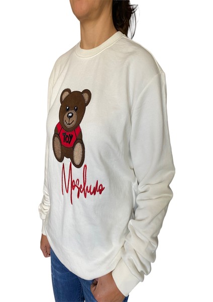 Unisex Ekru Mschno Toy Ayıcık Nakışlı Sweatshirt fiyatları