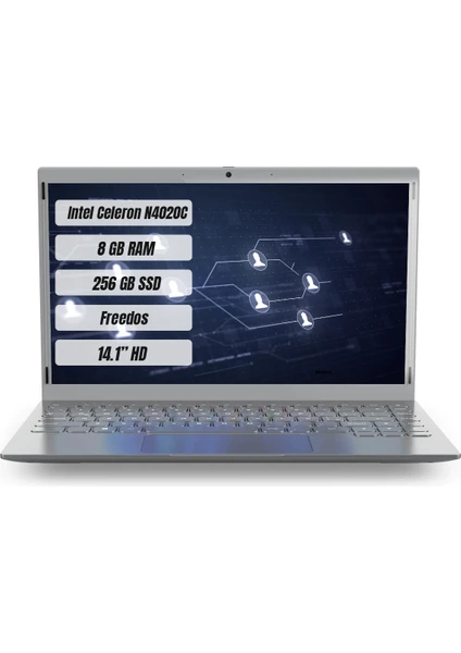 Alfa 640C Intel Celeron N4020C 8 GB 256 GB SSD Freedos 14.1" Hd Taşınabilir Bilgisayar