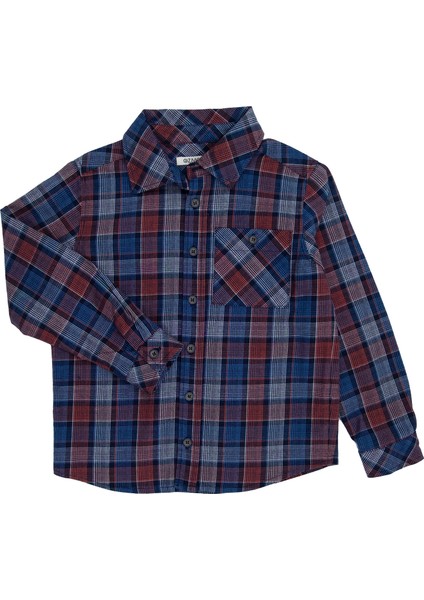 100% Pamuk Ekose Desen Kışlık Erkek Çocuk Gömlek