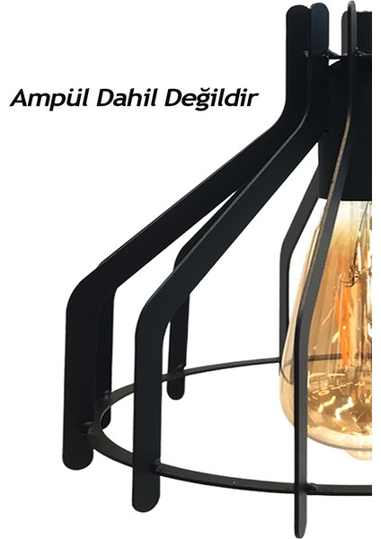 Hegza Lighting Nido - Siyah Tekli Sarkıt Retro Modern Avize, Salon, Mutfak, Antre, Hol Avize, Ledli, LED