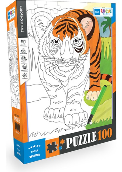 100 Parça - Colorıng Puzzle Tıger (Kaplan)