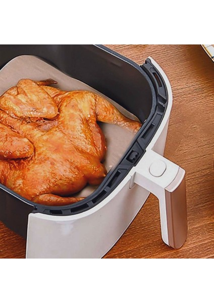 100 Adet Air Fryer Deliksiz Düz Kare Model Pişirme Kağıdı Tek Kullanımlık