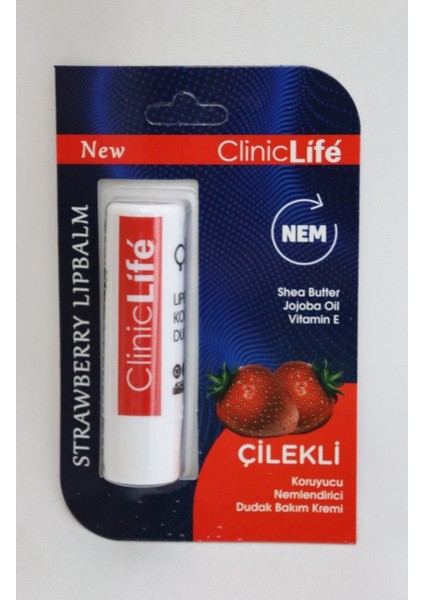 Dudak Bakım Kremi 4,8gr, Doğal Yağlar ile Çilekli Dudak Bakımı Nem Strawberry Lip Balm