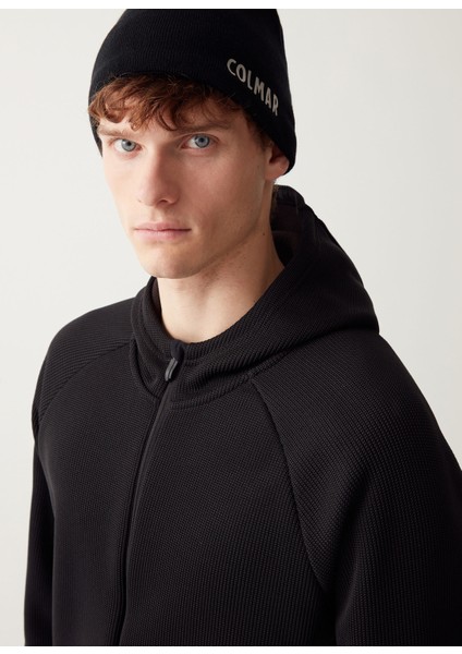Triko Efektli Tam Boy Fermuarlı Kayak Sweatshirt indirimleri