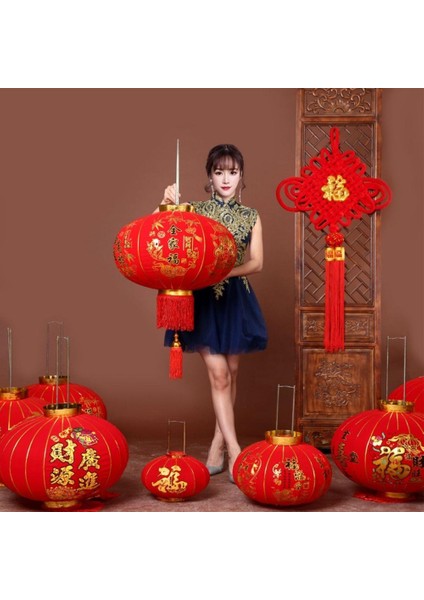 Çin Feneri Festival Parti Dekorasyon Düğün Feneri Kırmızı Kadife Yuvarlak 80 cm fırsatları