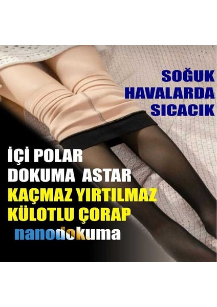 Içi Polarlı Dokuma Ten Görünümlü Kadın Termal Külotlu Çorap