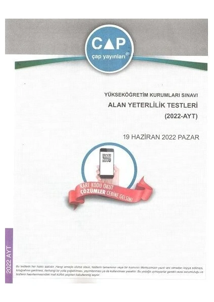 Çap Yayınları AYT 2022 Tıpkı Basım