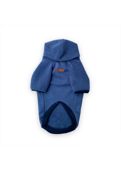 Mavi Kapüşonlu Polarlı Kedi Köpek Sweatshirt