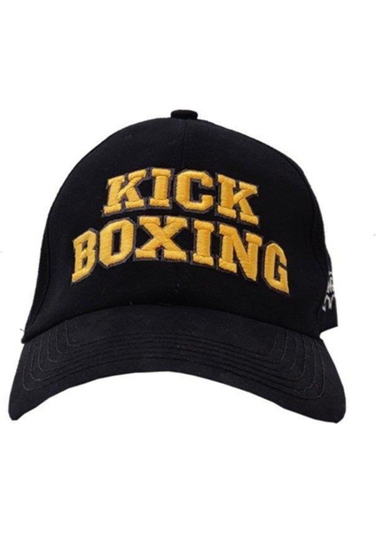 Kick Boks Nakışlı Siyah Şapka ve 3,5 M Siyah Boks Bandaj Set