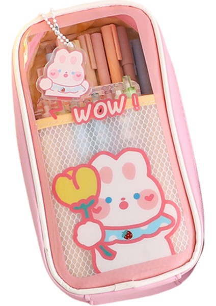 Şeffaf Büyük Kapasiteli Öğrenci Kalem Çantası Sevimli Koreli ve Japon Kız Kalem Kutusu (Yurt Dışından)