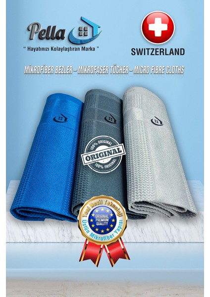 Orijinal Ithal Mikrofiber Temizlik Bezi 3'lü Pella Bez