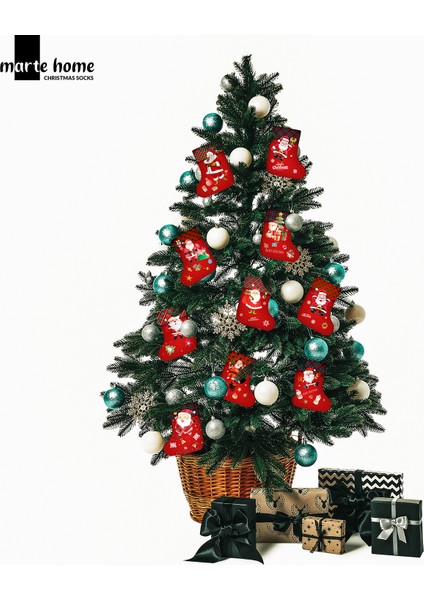 Yılbaşı & Christmas Desenli Dekoratif Hediye Kesesi Noel Çorabı