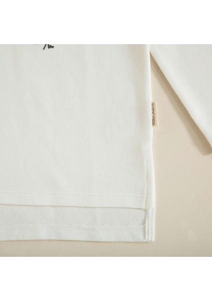 Nordic Baskılı Sweatshirt Ekru