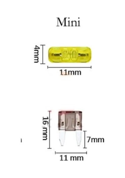 Mini Bıçak Sigorta 100 Adet Karışık 5A 7,5A 10A 15A 20A 25A 30A