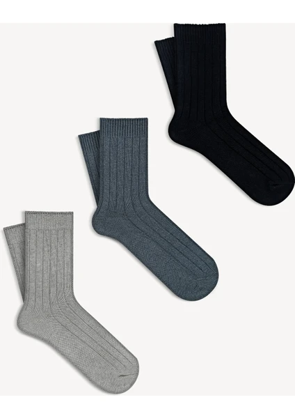 Mono Socks Fitilli Pamuklu Orta Boy Kalın Kışlık Çorap