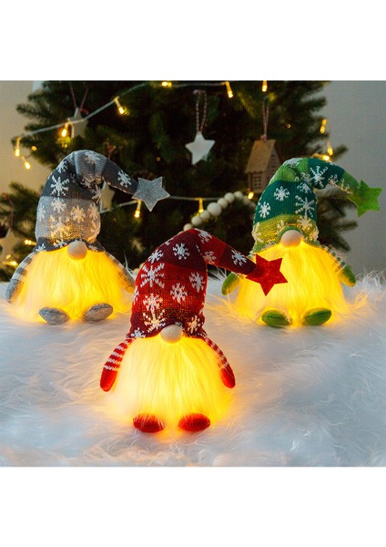 Işıklı Noel Gnome Süslemeleri 3 Adet - Çok Renkli (Yurt Dışından)