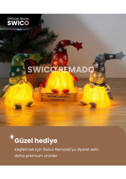 Işıklı Noel Gnome Süslemeleri 3 Adet - Çok Renkli (Yurt Dışından)