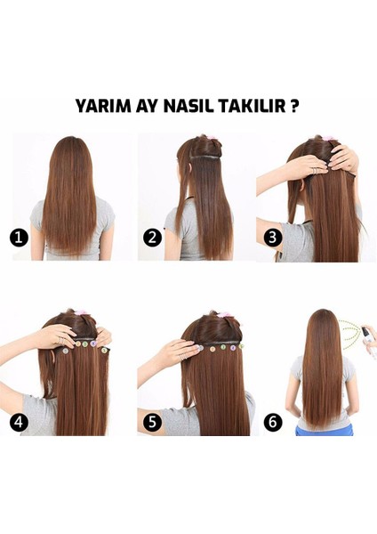 KIZIL AFRO DALGALI Yarım Ay – 65cm 190 gr. FİBER SENTETİK Çıt Çıt – Renk No:850A