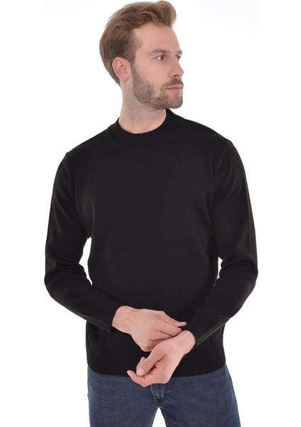 Erkek Yarım Balıkçı Çelik Örgü Triko Kazak 4241B Siyah modelleri