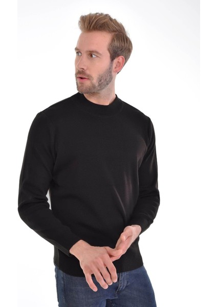 Erkek Yarım Balıkçı Çelik Örgü Triko Kazak 4241B Siyah fırsatları