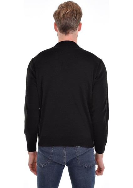 Erkek Yarım Balıkçı Çelik Örgü Triko Kazak 4241B Siyah indirimleri