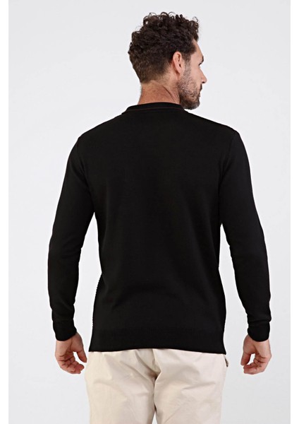 Erkek Polo Yaka Pamuklu Triko Kazak 4661F Siyah indirimleri