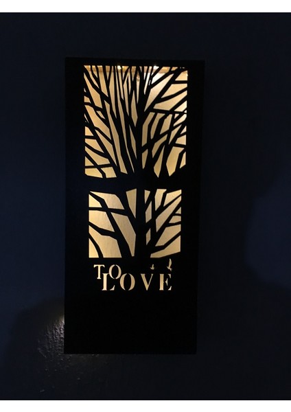 Ağaç Motifi Desenli Pilli Peri LED Ahşap Duvar Dekoru 36X18CM (Piller Dahil)
