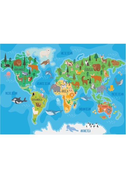 100 Parça - Anımal World Map (Hayvan Dünya Haritası)