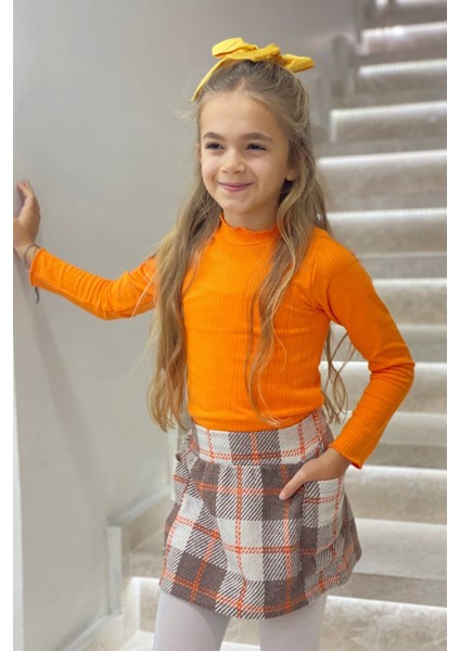 Mojo Kız Çocuk Kaşkorse Bisiklet Yaka Body 3429 Turuncu