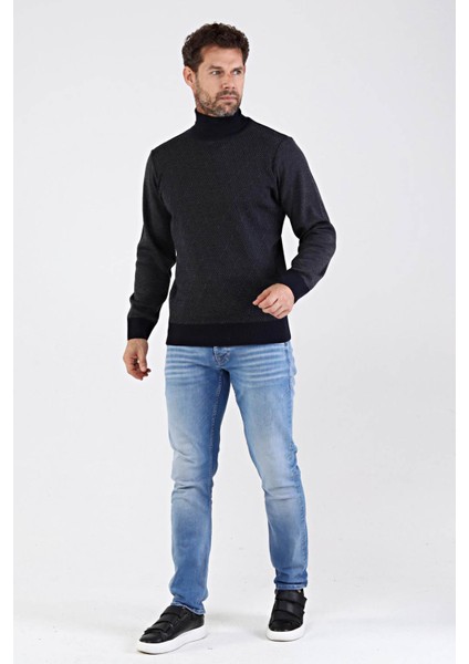 Erkek Tam Balıkçı Yaka Triko Kazak 4604E Lacivert fiyatları