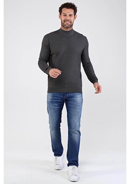 Erkek Yarım Balıkçı Yaka Pamuklu Triko Kazak 4653B Gri fiyatları