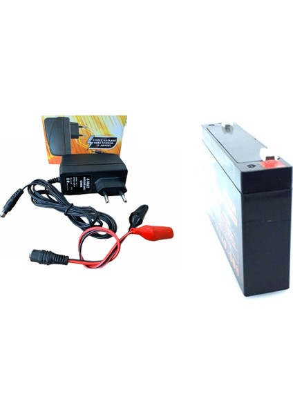 Ata Elektronik 6V 7Ah 20Hr 6 Volt 7 Amper Akü Ve 1 AMPER 6 VOLT AKÜLER için Şarj Cihazı  1 AMPER VOLTAJ KESİCİLİ + AKÜLÜ SET 2Sİ BİR ARADA